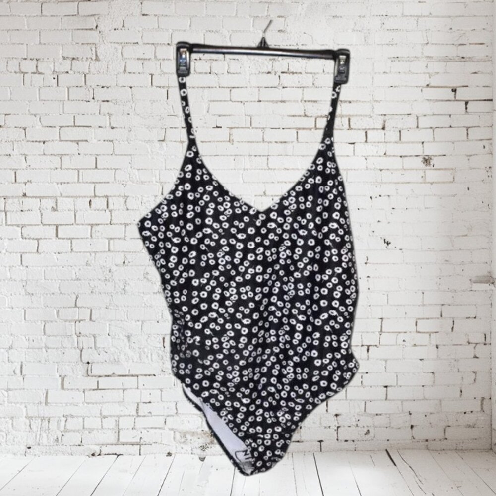 NWOT Shein Plus Size One Piece Bathing Suit Floral Black White